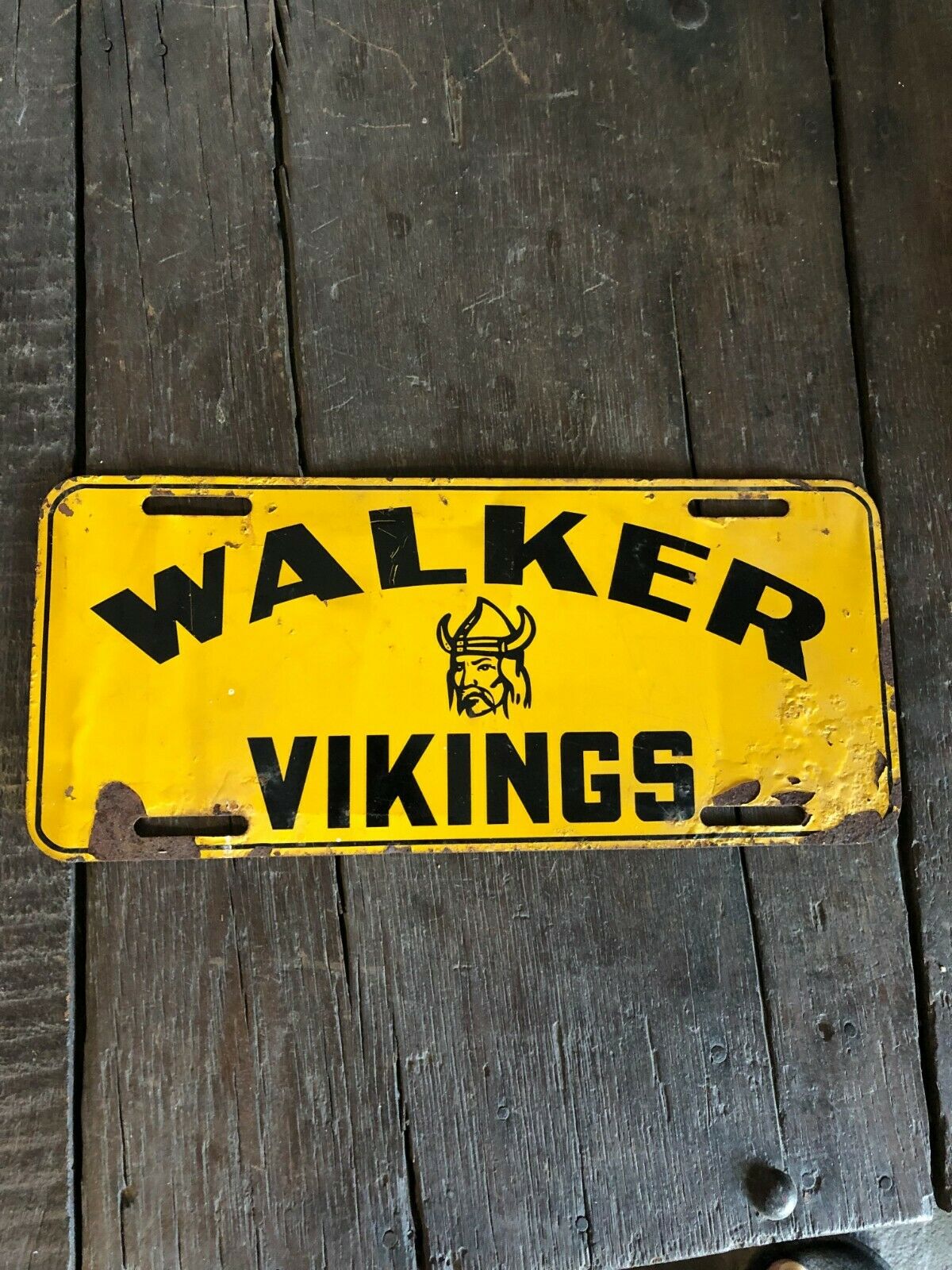 Old Walker High School (now Jasper High) Vikings Metal Booster License Plate Al