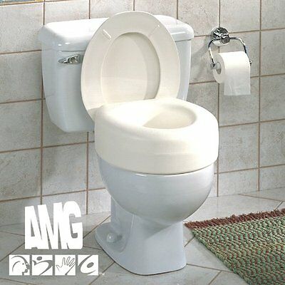 Raised Toilet Seat Elevated Portable White Safety Medical Riser White, 4 Inches