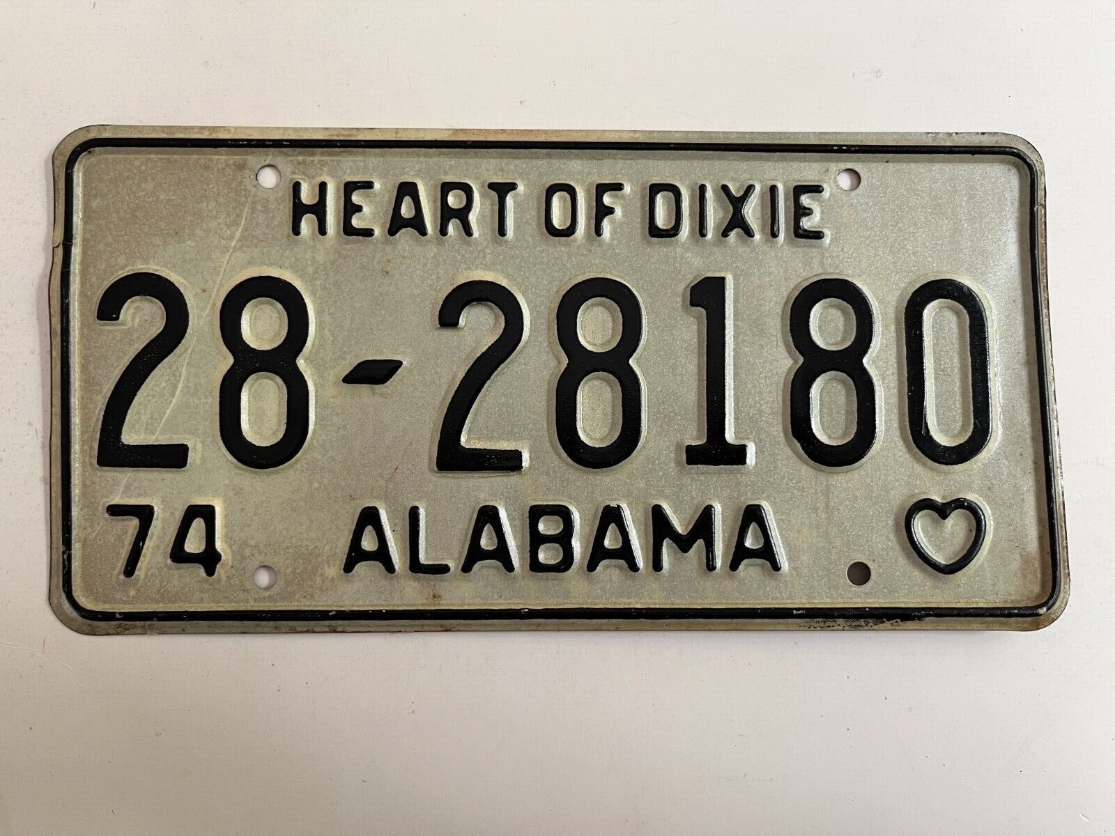 1974 Alabama License Plate County 28 All Original