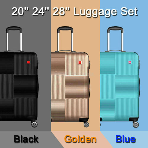 3 Piece Luggage Sets Lightweight Durable Spinner Suitcase Carry On 20" 24" 28"