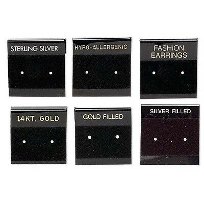 100 Black 1 Inch Square Printed Earring Display Cards W/ Hanging Tab & Velveteen