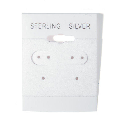 100 Sterling Silver White Hanging Earring Cards Display 2"h X 1 1/2" With Lip