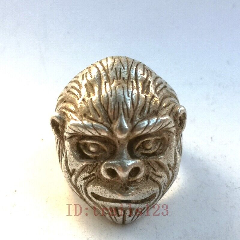 Collection Old China Tibet Silver Handmade Sculpture Primitive Man Rings Pendant