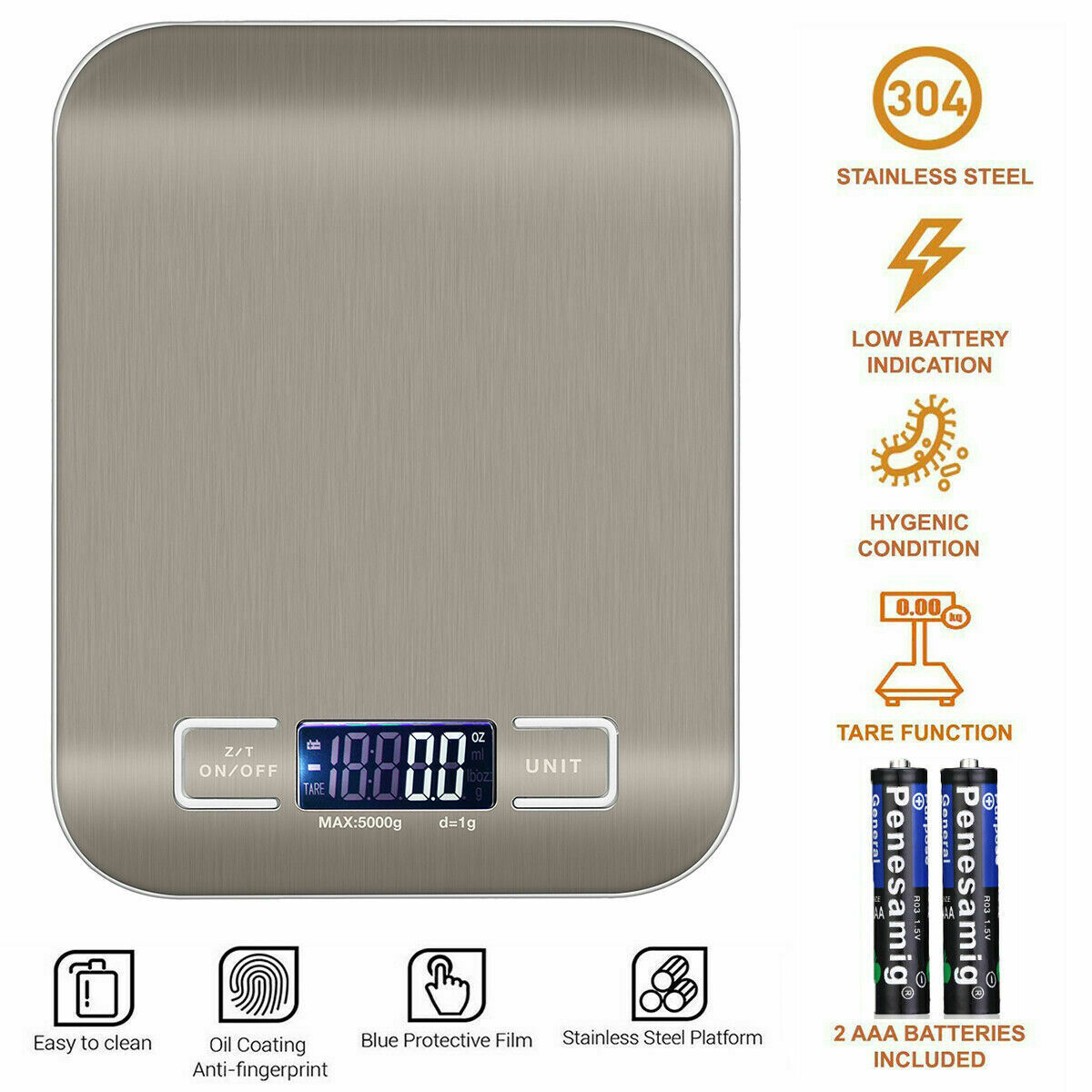 Digital Electronic Kitchen Food Diet Postal Scale Weight Balance 5kg / 1g 22lb