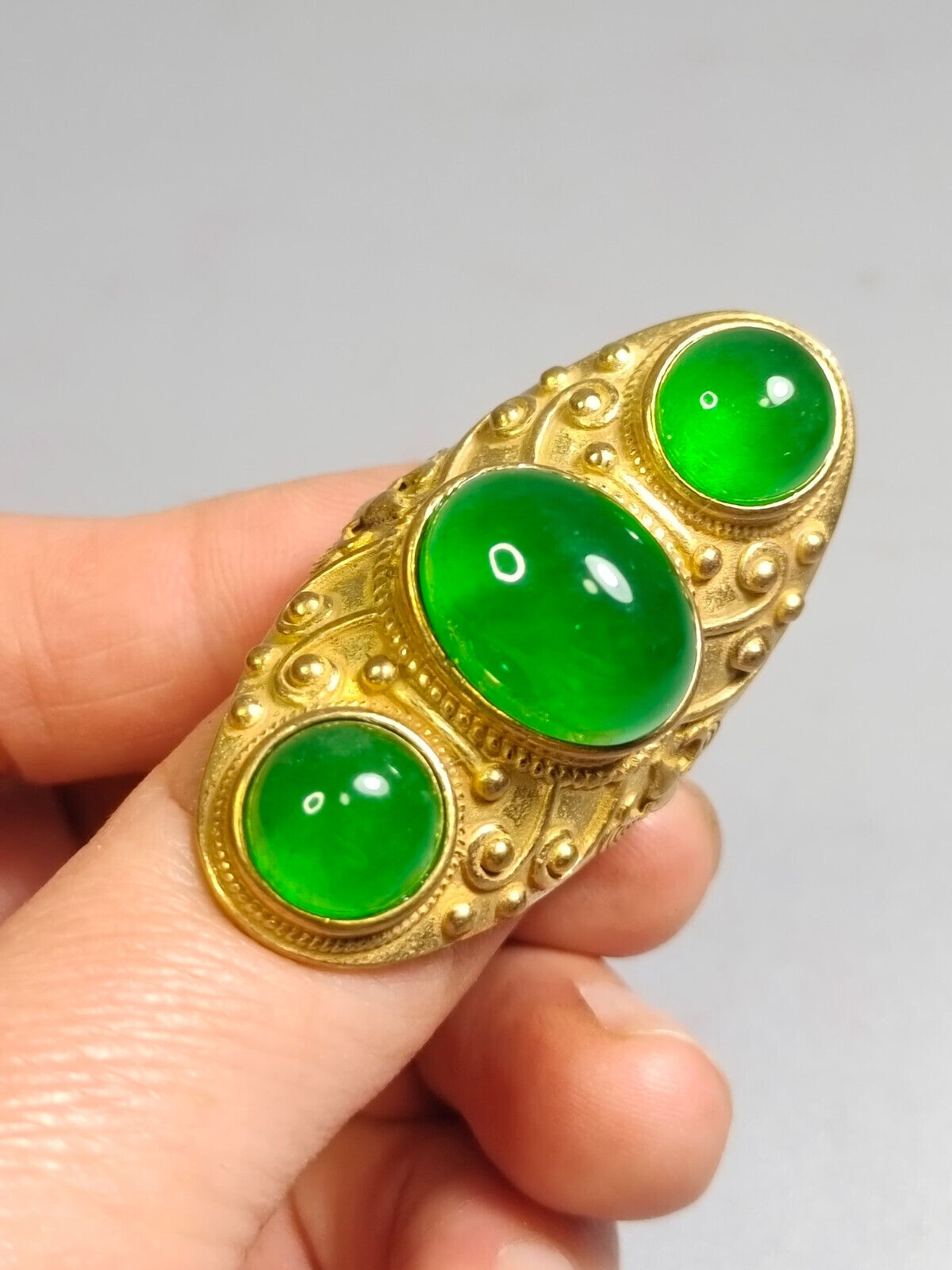 Collection Old Ring Exquisite Copper Inlaid Jade Ring Collected From The Folk