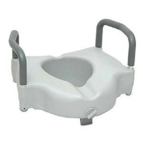 Pmi Economy Raised Toilet Seat, With Lock And Padded Arms 350lbs