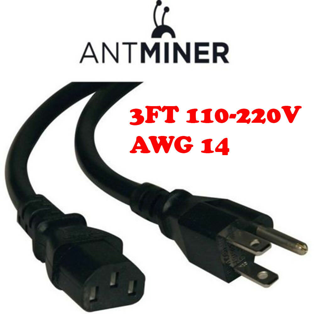 Bitmain Antminer Apw3 Psu Power Supply Cord Cable Heavy Awg14 Btc L3+ D3 S9 3ft