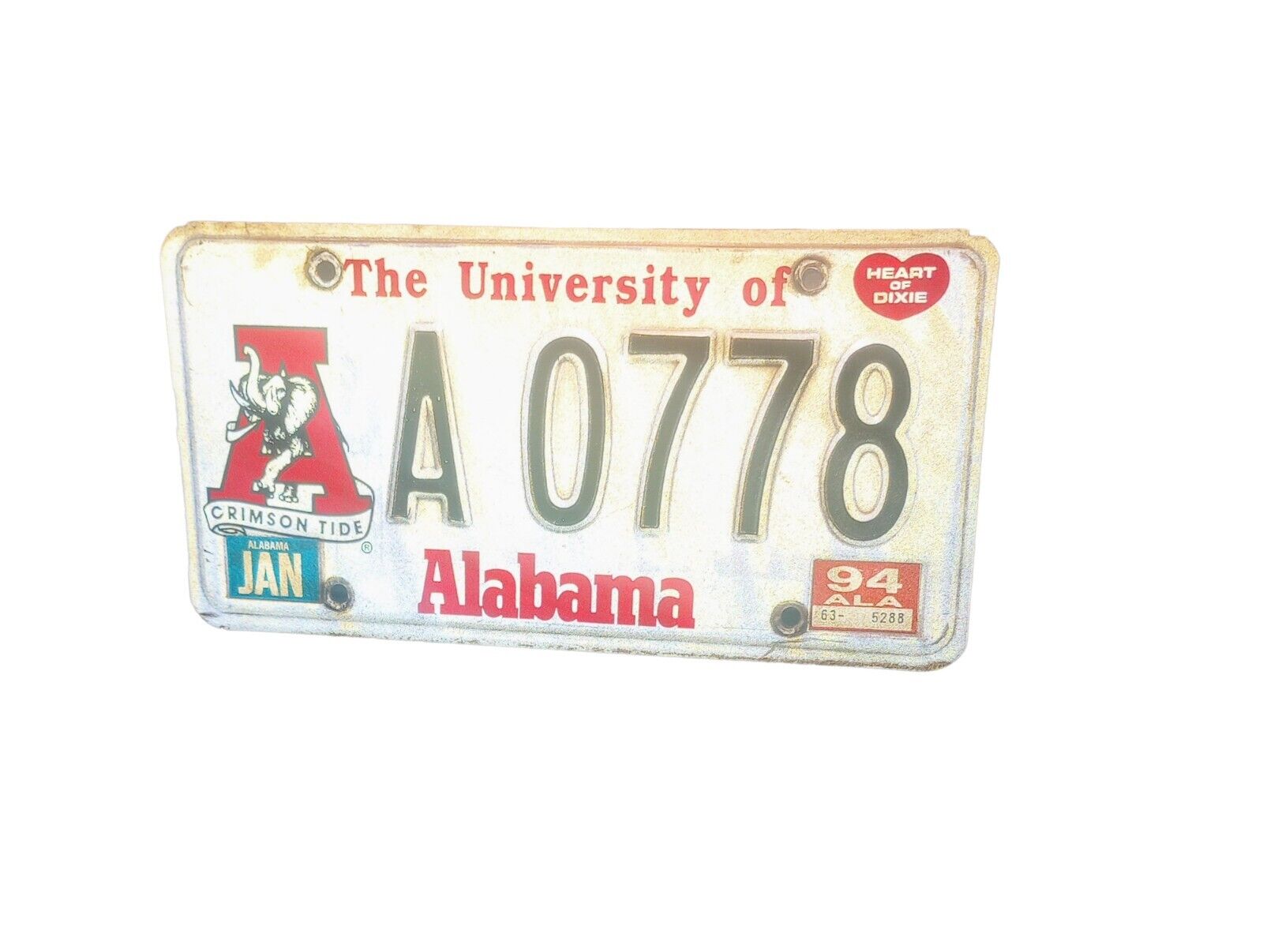 1994 Alabama License Plate Tag Roll Tide Roll  Crimson University