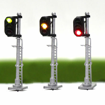 3pcs Model Railway N Scale Traffic Signals 1:160 Block Signal Red Yellow Green