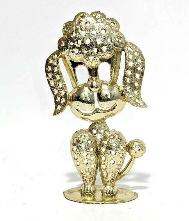 Vtg Gold-tone Poodle Earring Tree Stud Jewelry Holder Organizer Metal 5.5 Inch