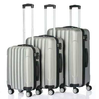 Hardside 3 Piece Nested Spinner Suitcase Luggage Set With Tsa Lock Grey