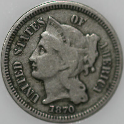 1870-p Three Cent Piece. You Will Receive The Coin Shown [sn01]