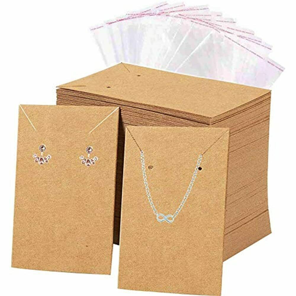 Earrings And Necklace Display Cards With 100 Self-sealing Bags Holder, For Home