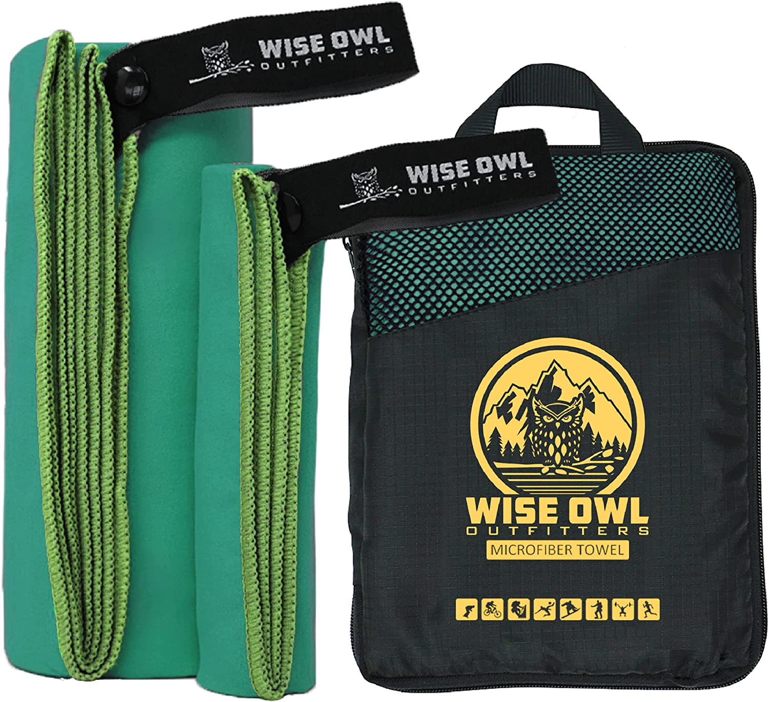 Wise Owl Outfitters Camping Travel Towel Ultra Soft Compact Quick Dry Microfiber