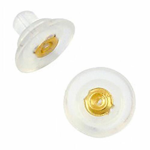 9.5mm 14k Solid Yellow Gold Butterfly With Silicon Earrings Stopper A Pair