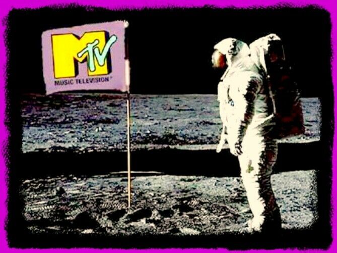 4.5" Classic Mtv "moon Landing" Vinyl Sticker. 1980's Music Tv Decal For Laptop.
