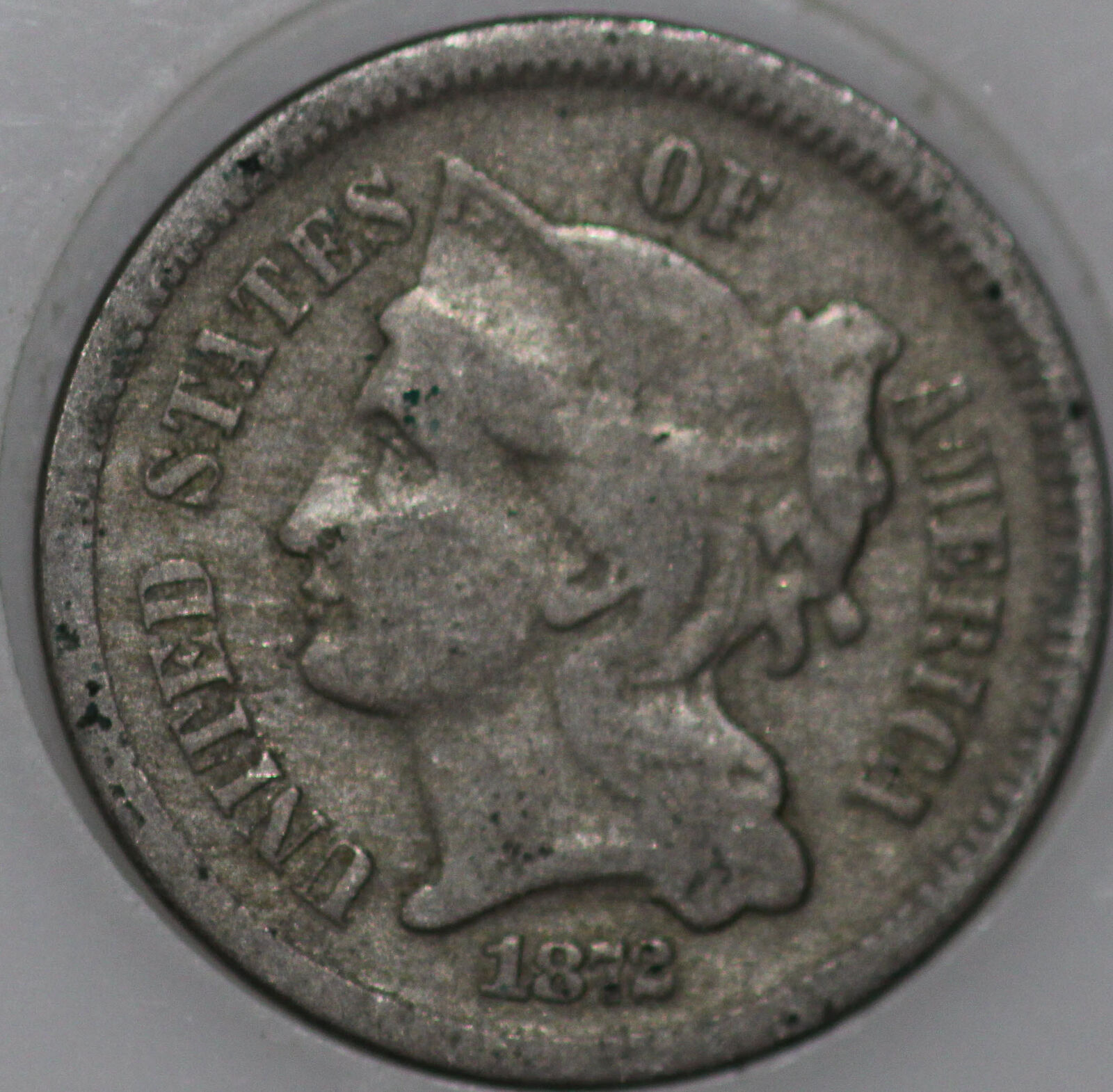 1872-p Three Cent Piece Over 100 Years Old. You'll Receive The Coin Shown [sn01]