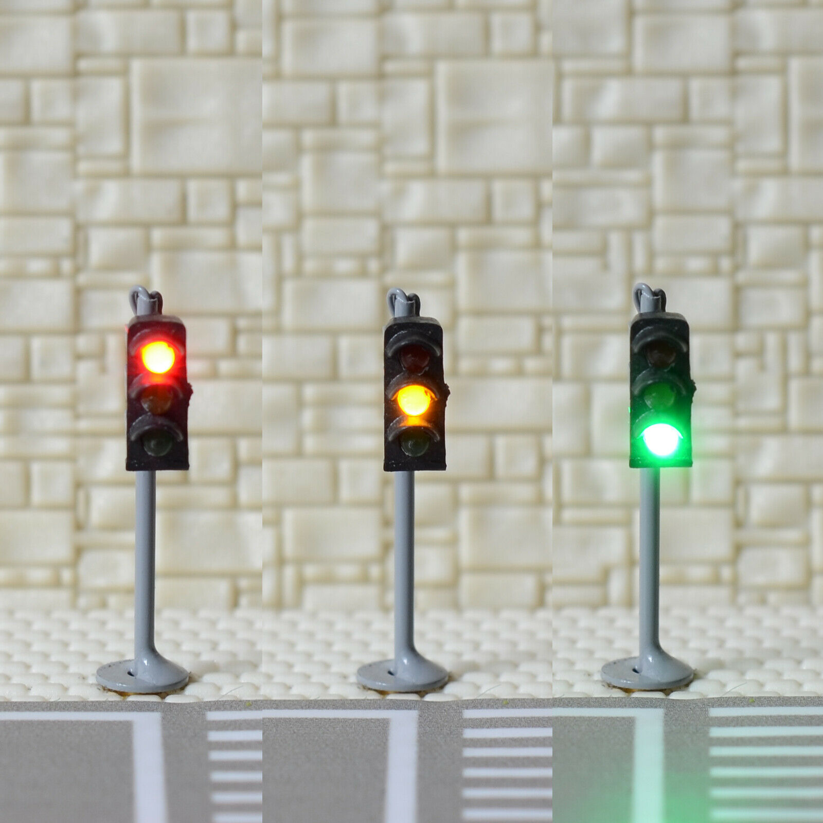 2 X Traffic Signal Light N Scale Model Railroad Crossing Walk Pedestrian #gr3n