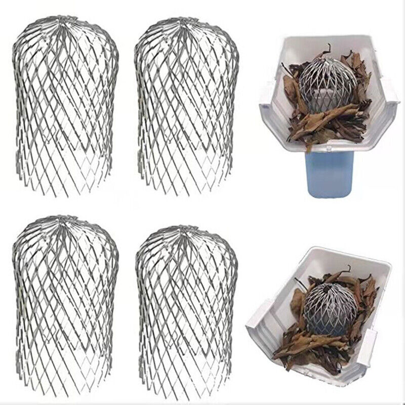 4x Down Pipe Filter Leaf Debris Drain Cover Gutter Block Downspout Strainer Tool