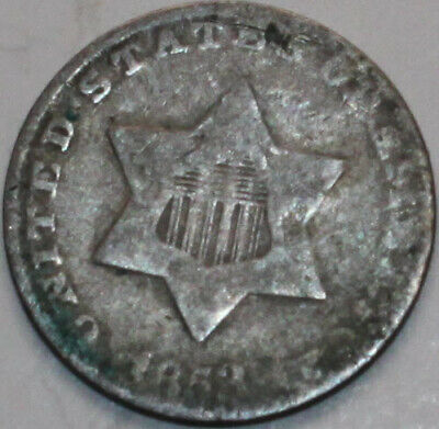 1852-p Three Cent Piece 75% Silver. You Will Receive The Coin Shown