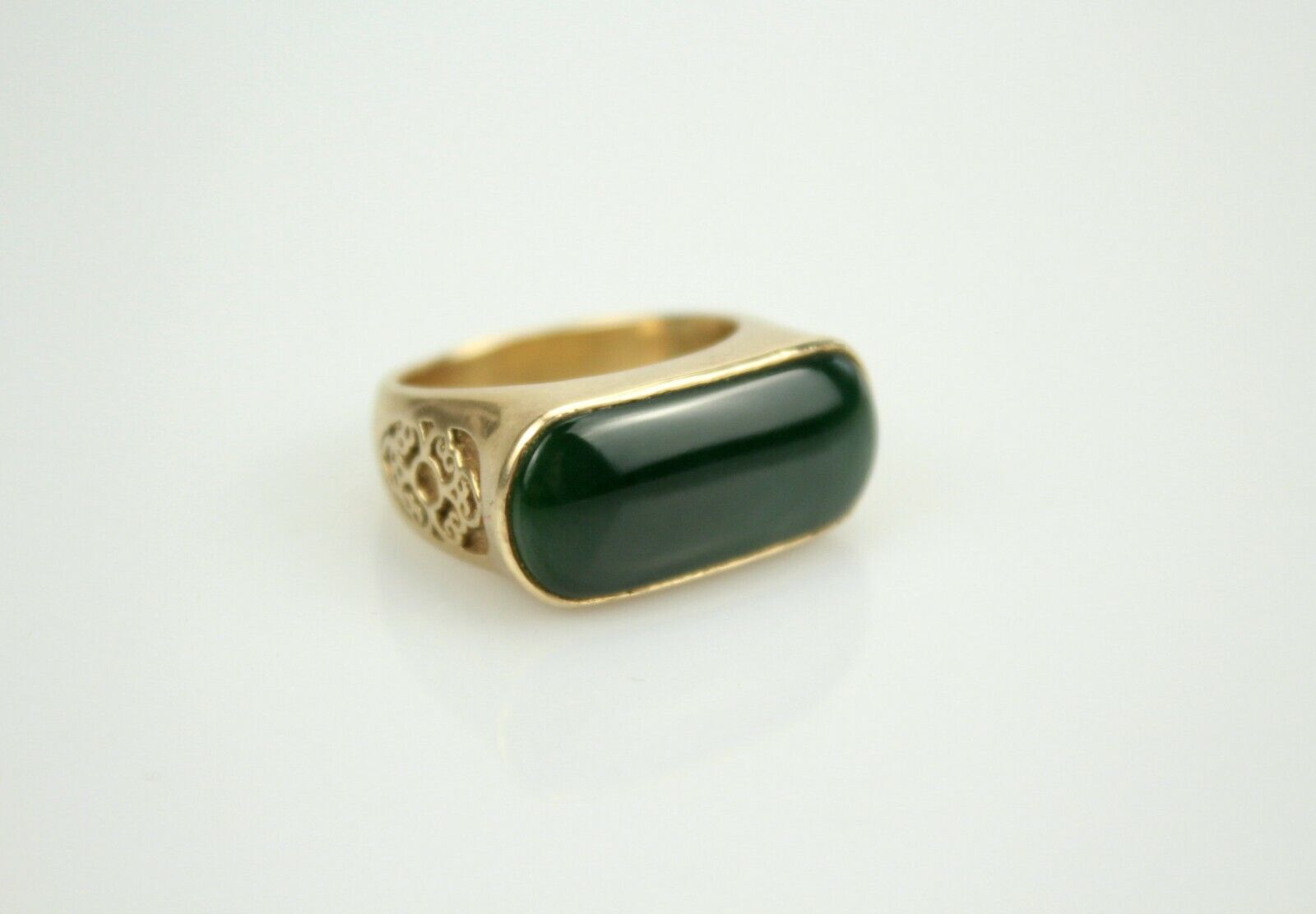 2.2 Cm China Jade Ring Natural Green Jade Ring 24k Gold Jewelry