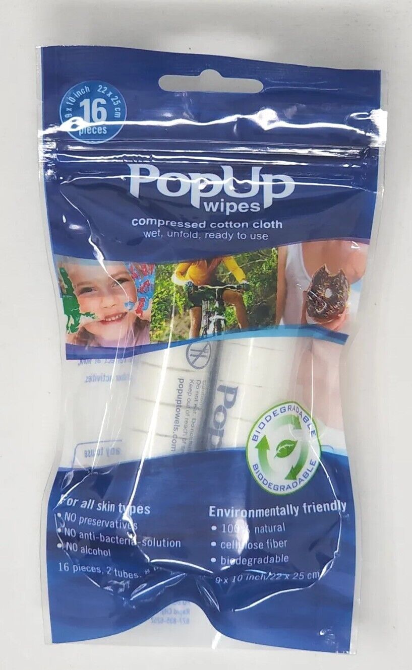 Pop Up Wipes, 6 Pack, 10 Piece, Individually Wrapped, 9" X 10" Cotton Towels