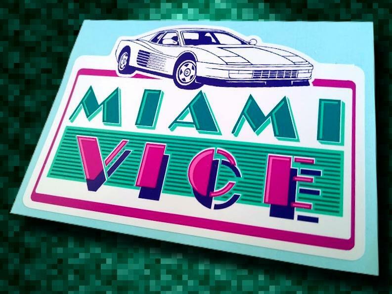 Miami Vice Sticker • Ferrari Testarossa • Custom Retro-look Tv Show Decal