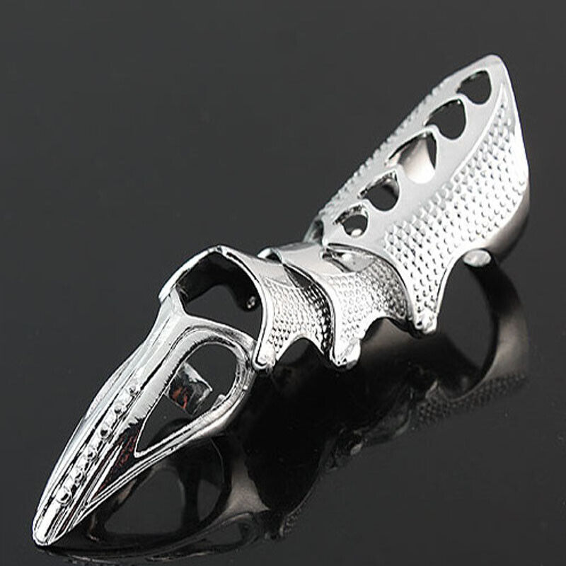 Cool Men Gothic Punk Rock Joint Armor Knuckle Full Finger Rings Hi And Low Ring