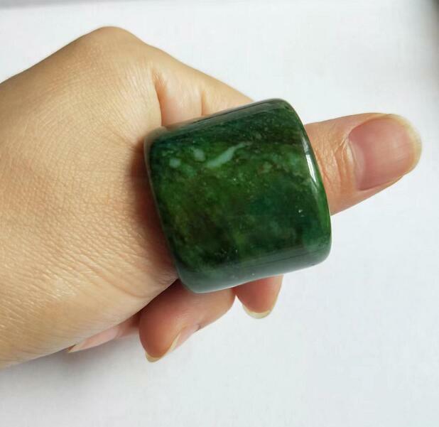 Chinese Retro Ring Green Jade Craft Collection Men/women Ancient Thumb Ring