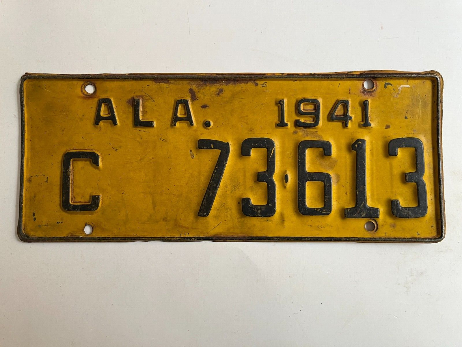 1941 Alabama License Plate 100% All Original Paint