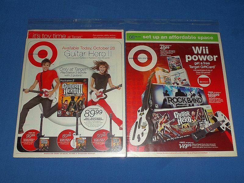 2007 - 2008 Target Guitar Hero Aerosmith  & Rock Band Themed Catalogs! Ads!