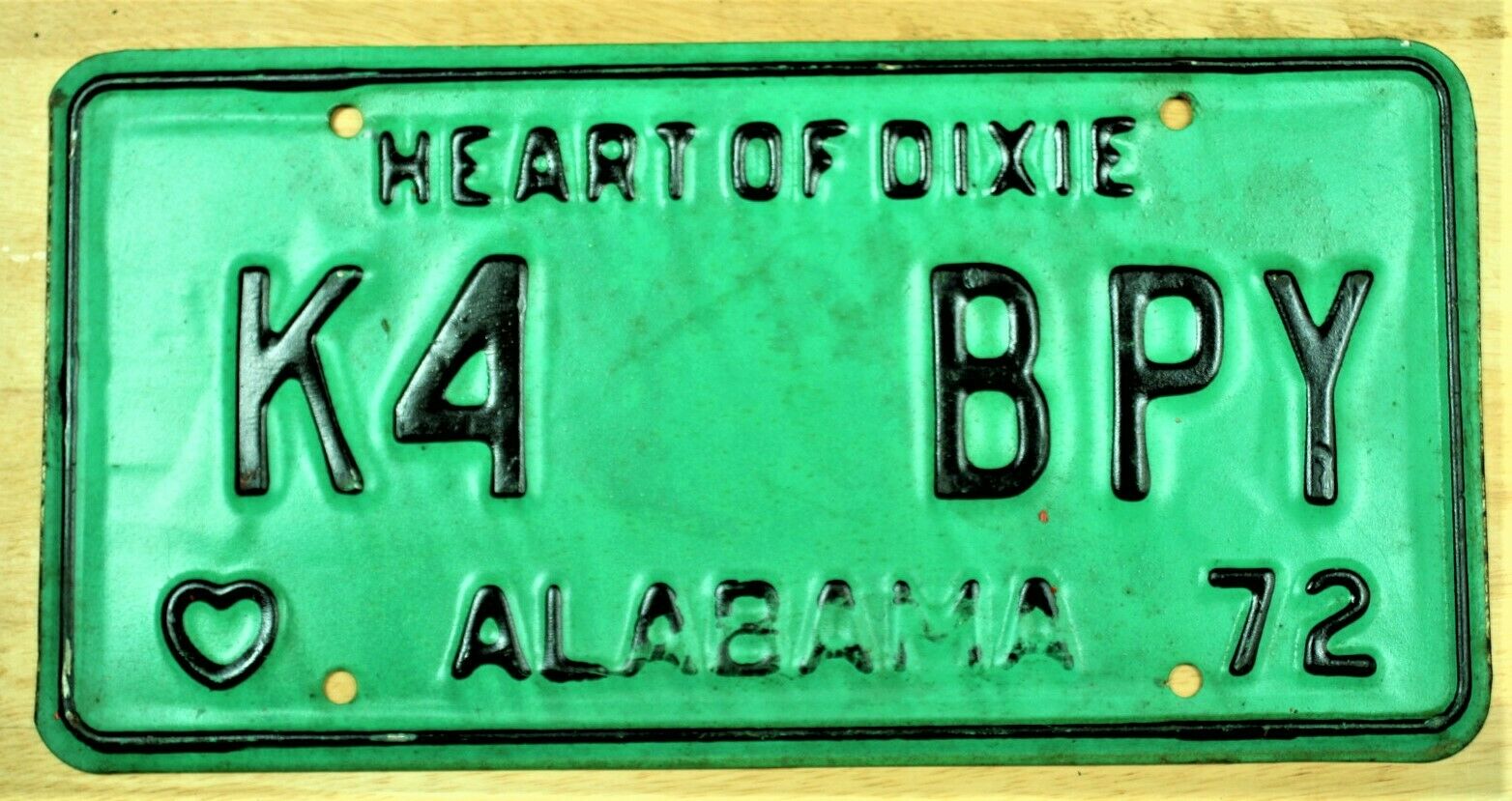 1972 Alabama K4 Bpy Heart Of Dixie License Plate Auto Car Vehicle Tag #2629