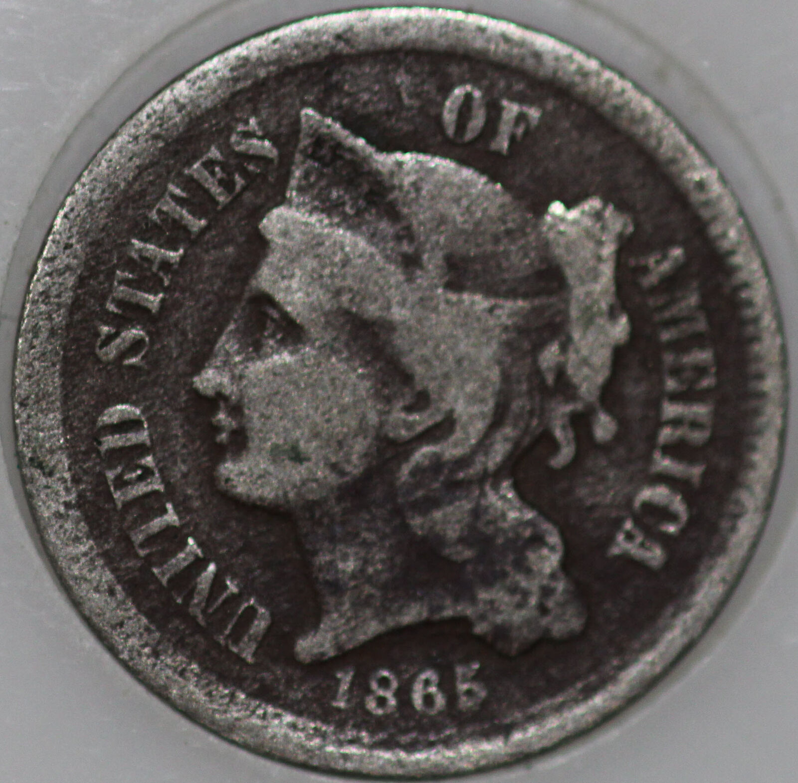1865-p Three Cent Piece Over 100 Years Old. You'll Receive The Coin Shown [sn01]